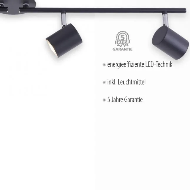 LED Deckenleuchte, anthrazit, 4 Flammig, drehbare Leuchtspots