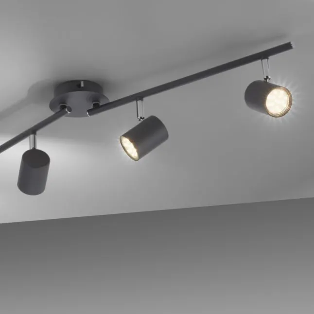 LED Deckenleuchte, anthrazit, 4 Flammig, drehbare Leuchtspots