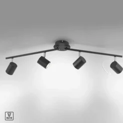 LED Deckenleuchte, anthrazit, 4 Flammig, drehbare Leuchtspots
