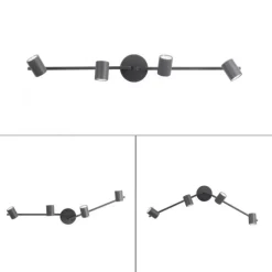 LED Deckenleuchte, anthrazit, 4 Flammig, drehbare Leuchtspots