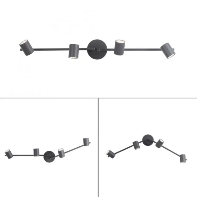 LED Deckenleuchte, anthrazit, 4 Flammig, drehbare Leuchtspots