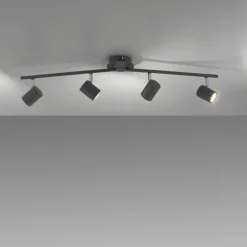 LED Deckenleuchte, anthrazit, 4 Flammig, drehbare Leuchtspots