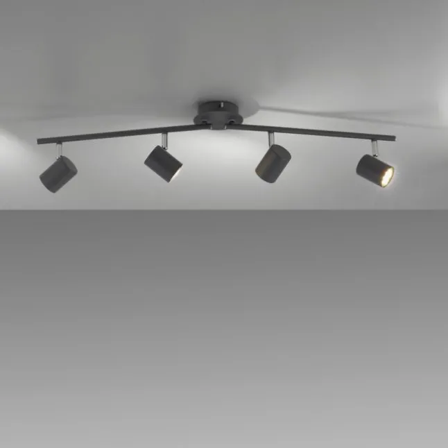 LED Deckenleuchte, anthrazit, 4 Flammig, drehbare Leuchtspots