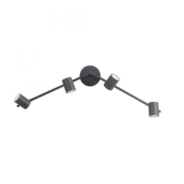 LED Deckenleuchte, anthrazit, 4 Flammig, drehbare Leuchtspots