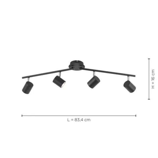 LED Deckenleuchte, anthrazit, 4 Flammig, drehbare Leuchtspots