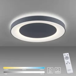 LED-Deckenleuchte, anthrazit-grau, dimmbar, CCT-Farbmanagement, Memory Funktion