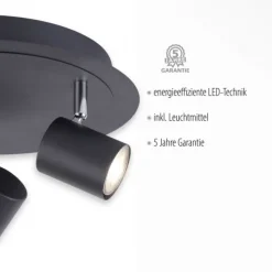 LED Deckenleuchte, anthrazit, 3 Flammig, schwenkbare Leuchtköpfe
