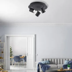 LED Deckenleuchte, anthrazit, 3 Flammig, schwenkbare Leuchtköpfe