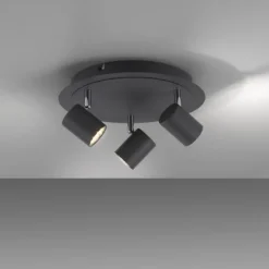 LED Deckenleuchte, anthrazit, 3 Flammig, schwenkbare Leuchtköpfe