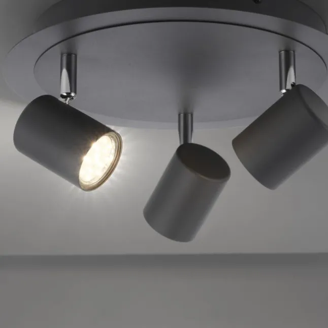 LED Deckenleuchte, anthrazit, 3 Flammig, schwenkbare Leuchtköpfe