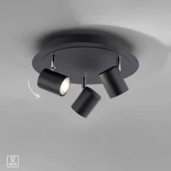 LED Deckenleuchte, anthrazit, 3 Flammig, schwenkbare Leuchtköpfe