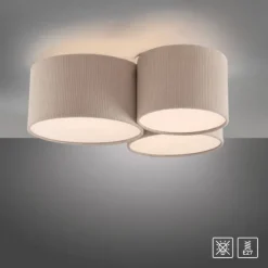 LED Deckenleuchte beige Cord Lampenschirm Schlafzimmer