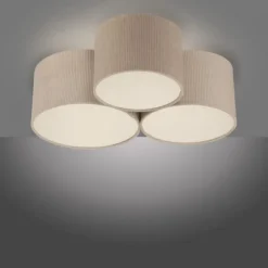LED Deckenleuchte beige Cord Lampenschirm Schlafzimmer