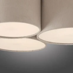 LED Deckenleuchte beige Cord Lampenschirm Schlafzimmer