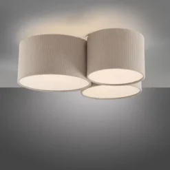 LED Deckenleuchte beige Cord Lampenschirm Schlafzimmer