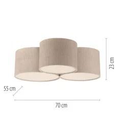 LED Deckenleuchte beige Cord Lampenschirm Schlafzimmer
