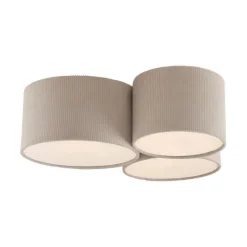 LED Deckenleuchte beige Cord Lampenschirm Schlafzimmer
