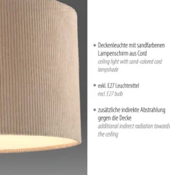 LED Deckenleuchte beige GREEN Cord Lampenschirm Schlafzimmer