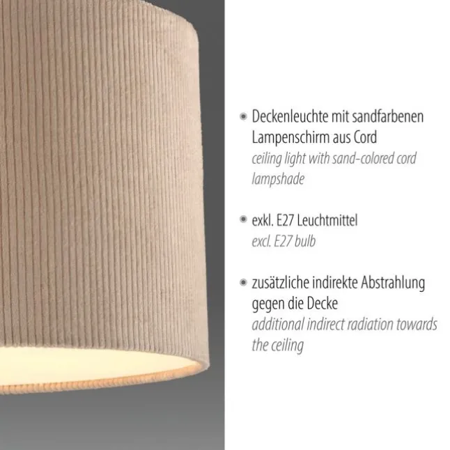 LED Deckenleuchte beige GREEN Cord Lampenschirm Schlafzimmer