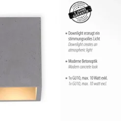 LED-Deckenleuchte, betonfarben, GU10, LED wechselbar, IP20