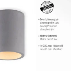 LED Deckenleuchte, betonfarben, GU10, LED wechselbar, IP20