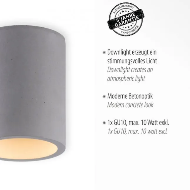 LED Deckenleuchte, betonfarben, GU10, LED wechselbar, IP20