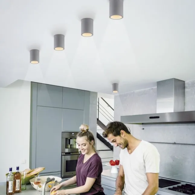 LED Deckenleuchte, betonfarben, GU10, LED wechselbar, IP20