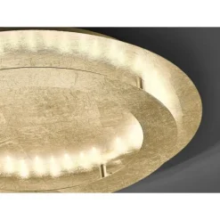 LED-Deckenleuchte, Blattgoldoptik, rund, warmweiße Lichtfarbe, blendfrei