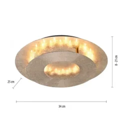 LED-Deckenleuchte, Blattgoldoptik, drehbarer Leuchtring, indirektes Licht