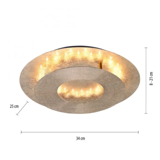 LED-Deckenleuchte, Blattgoldoptik, drehbarer Leuchtring, indirektes Licht