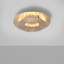 LED-Deckenleuchte, Blattgoldoptik, drehbarer Leuchtring, indirektes Licht