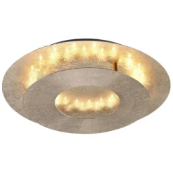 LED-Deckenleuchte, Blattgoldoptik, drehbarer Leuchtring, indirektes Licht