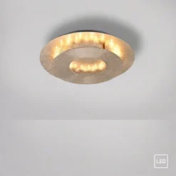 LED-Deckenleuchte, Blattgoldoptik, drehbarer Leuchtring, indirektes Licht