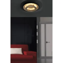LED-Deckenleuchte, Blattgoldoptik,Ø40cm, rund, warmweißes Licht