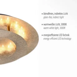 LED-Deckenleuchte, Blattgoldoptik,Ø40cm, rund, warmweißes Licht