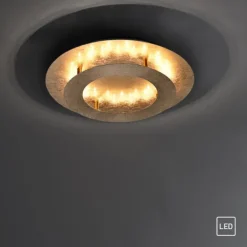 LED-Deckenleuchte, Blattgoldoptik,Ø40cm, rund, warmweißes Licht