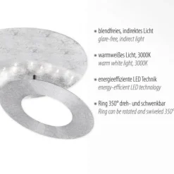 LED-Deckenleuchte, Blattsilberoptik, drehbaren Leuchtenring, Ø 34cm