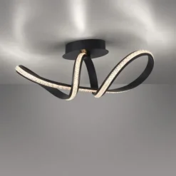 LED Deckenleuchte BRILLA schwarz geschwungen dimmbar Kristallglas Optik