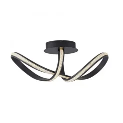LED Deckenleuchte BRILLA schwarz geschwungen dimmbar Kristallglas Optik