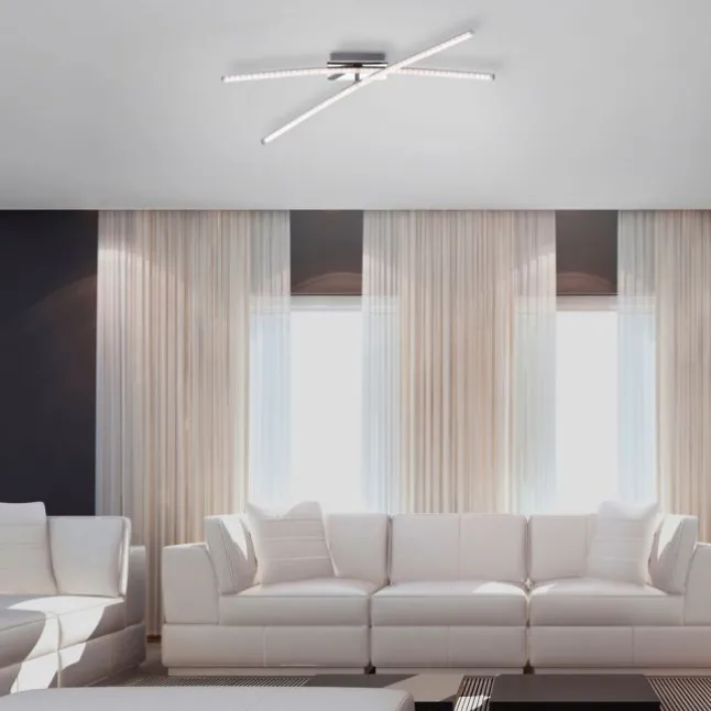 LED Deckenleuchte, chromfarben, ein fester, ein drehbarer Leuchtarm, modern