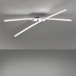 LED Deckenleuchte, chromfarben, ein fester, ein drehbarer Leuchtarm, modern