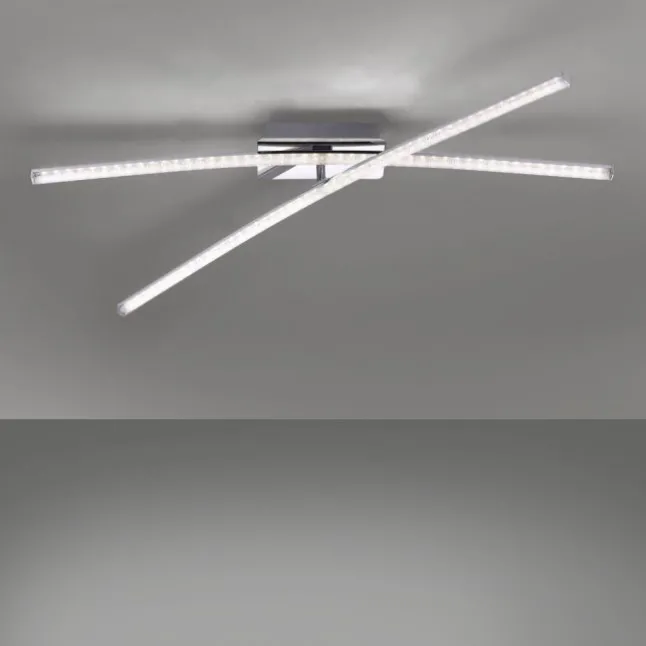 LED Deckenleuchte, chromfarben, ein fester, ein drehbarer Leuchtarm, modern