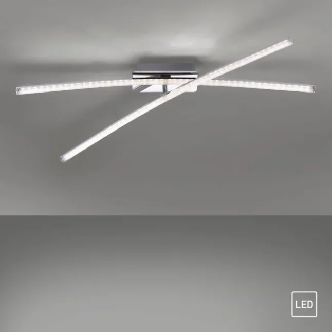 LED Deckenleuchte, chromfarben, ein fester, ein drehbarer Leuchtarm, modern