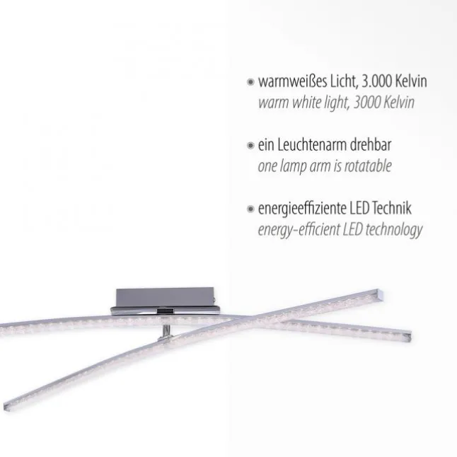 LED Deckenleuchte, chromfarben, ein fester, ein drehbarer Leuchtarm, modern