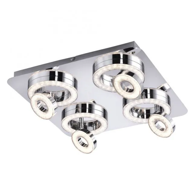 LED-Deckenleuchte, Chrom, 4-flg, schwenkbar, modern, warmweiß