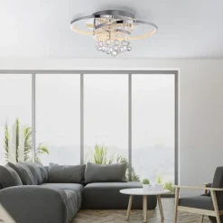 LED Deckenleuchte Chrom Kristallanhänger dimmbar per Tronicdimmer