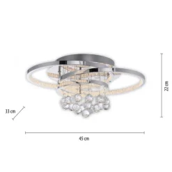 LED Deckenleuchte Chrom Kristallanhänger dimmbar per Tronicdimmer