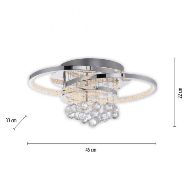 LED Deckenleuchte Chrom Kristallanhänger dimmbar per Tronicdimmer