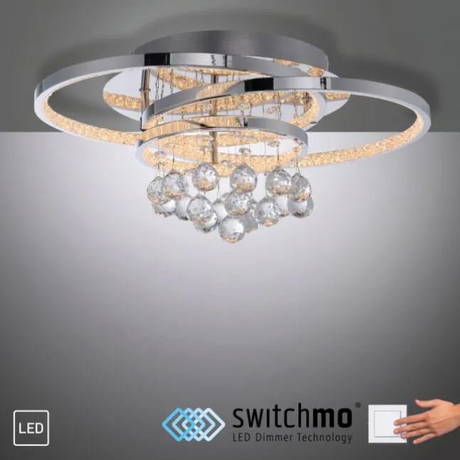 LED Deckenleuchte Chrom Kristallanhänger dimmbar per Tronicdimmer