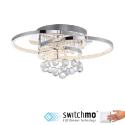 LED Deckenleuchte Chrom Kristallanhänger dimmbar per Tronicdimmer